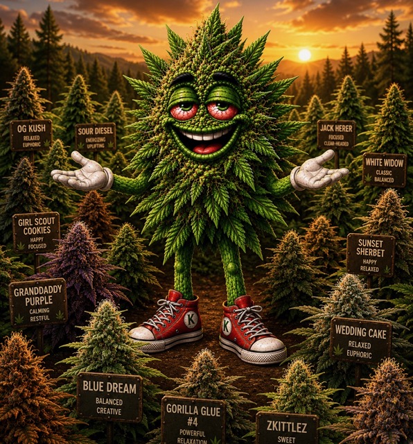 Buddie exploring a garden of cannabis strains