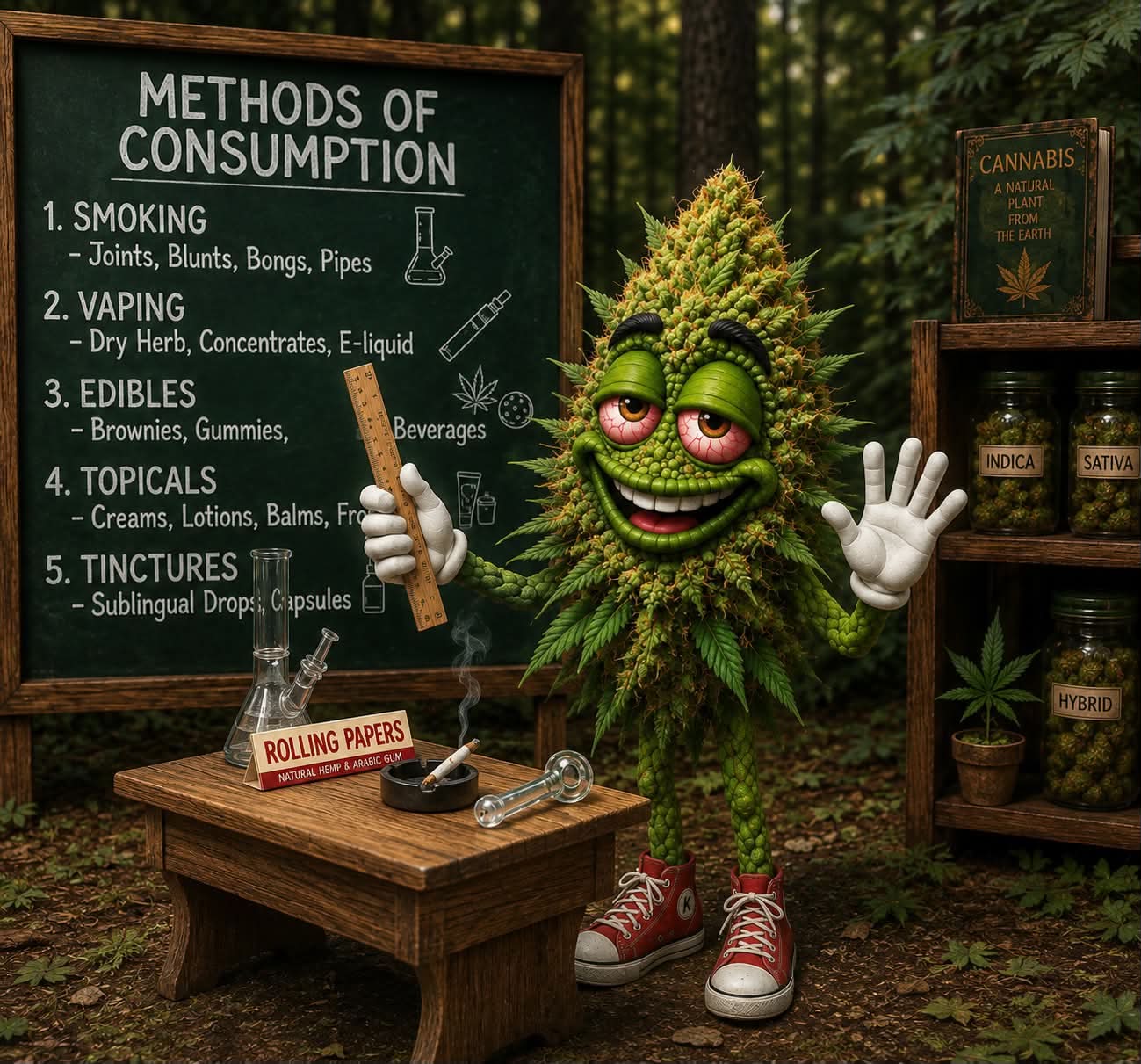 Buddie presenting a cannabis consumption methods guide