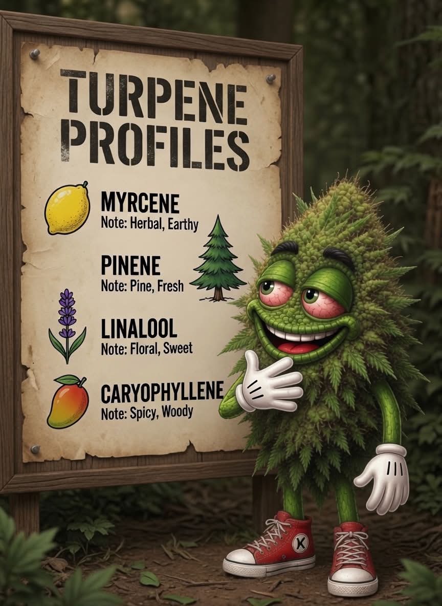 Buddie presenting a terpene profiles chart