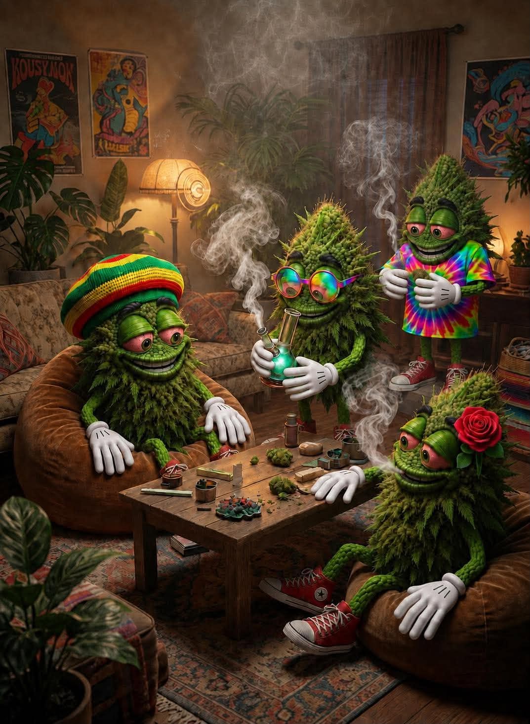 Buddie and friends relaxing together and passing a joint