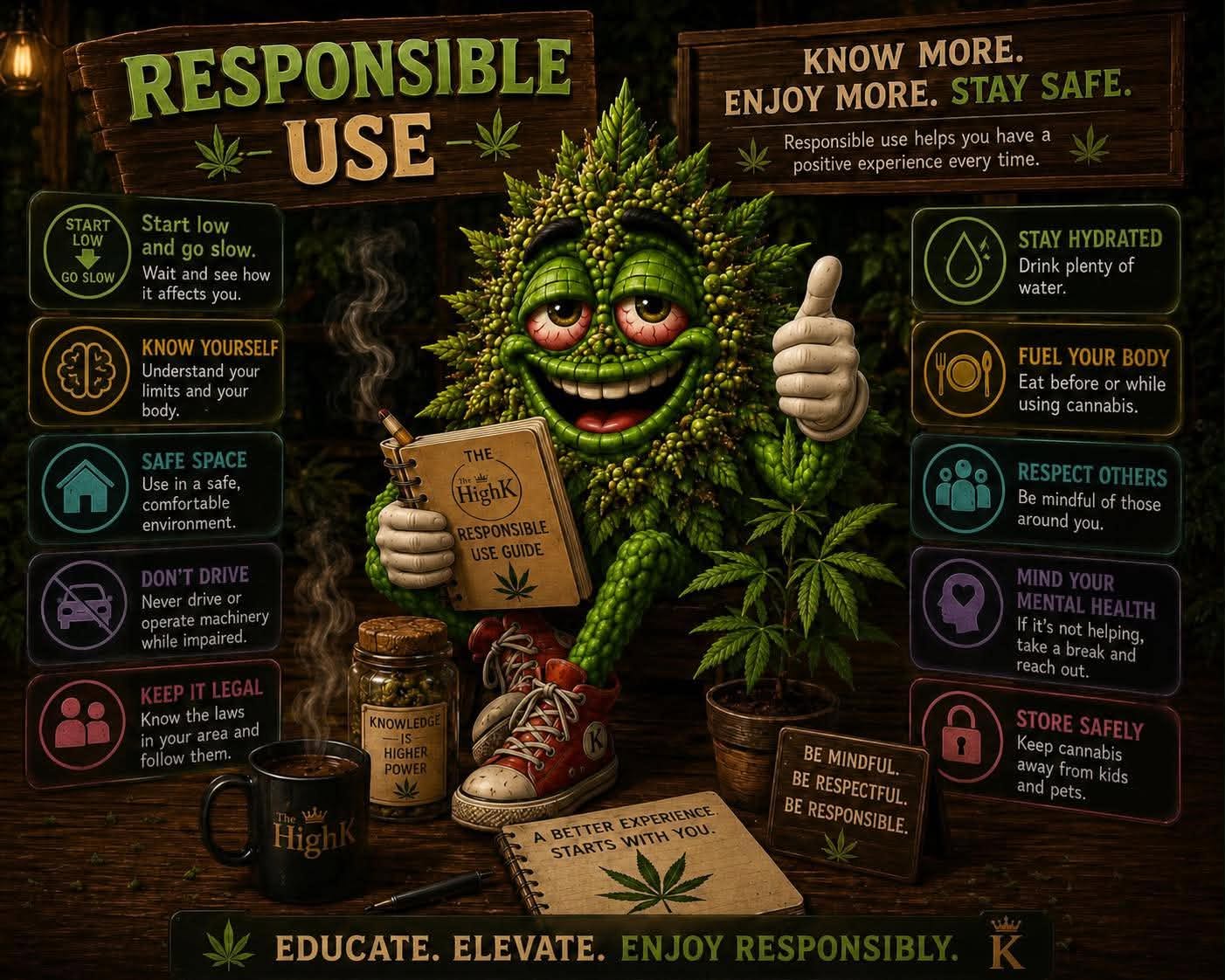 Buddie presenting a responsible cannabis use guide